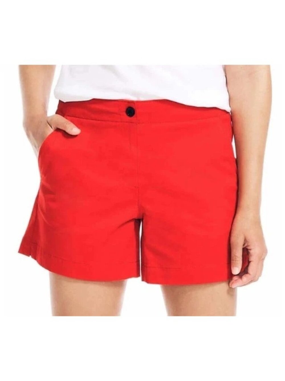 NWT Nautica Women's Size 12 Bright Red 5" Inseam Mid Rise Twill Shorts